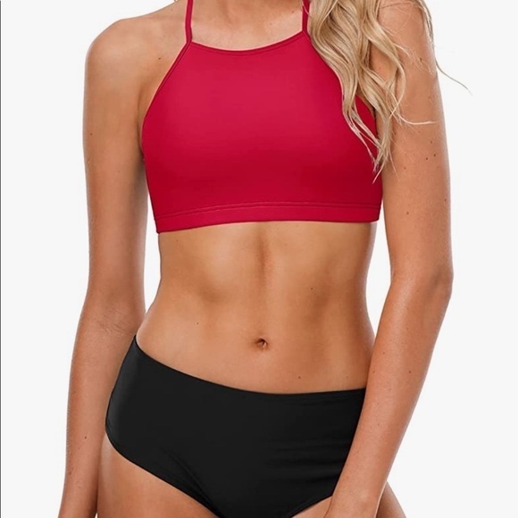 NWT Amazon charm leaks womens halter bikini swimwear high neck two piece bikini - Picture 3 of 8